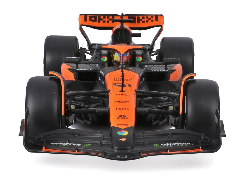 McLaren MCL38 #81 Oscar Piastri "OKX" Formula One F1 "Miami GP" (2024) with Display Case 1/24 Diecast Model Car by Bburago