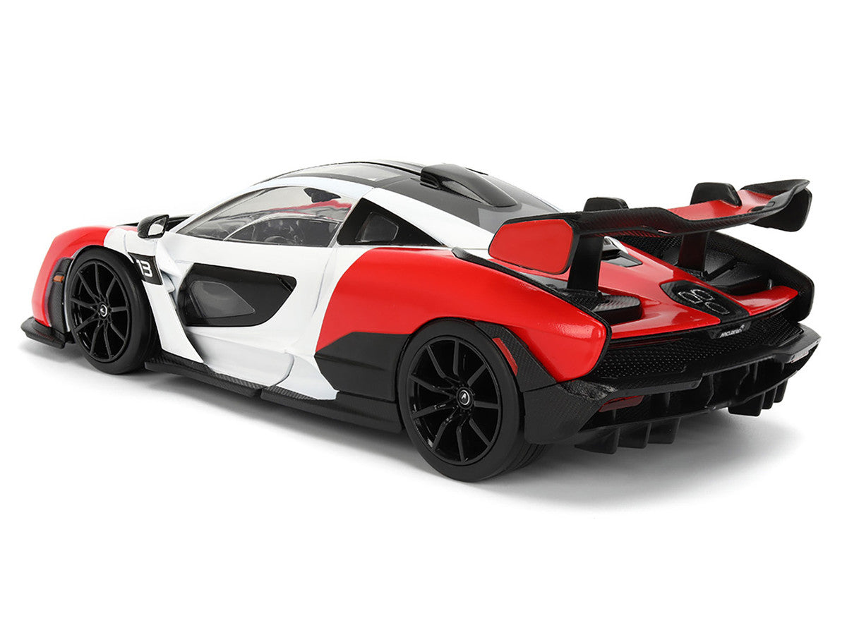 McLaren Senna Red and White with Carbon Hood and Top "HyperSpec" Series 1/24 Diecast Model Car by Jada