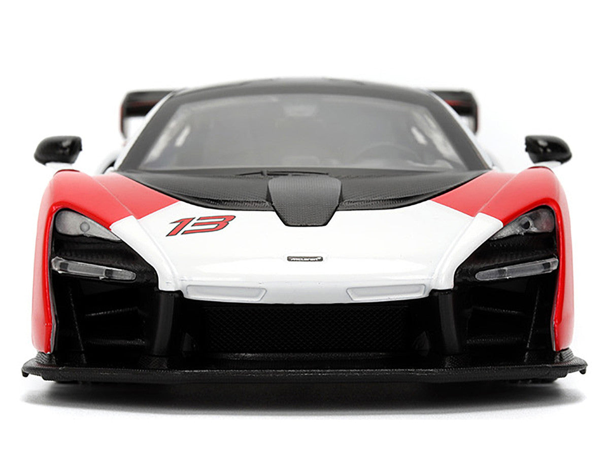 McLaren Senna Red and White with Carbon Hood and Top "HyperSpec" Series 1/24 Diecast Model Car by Jada