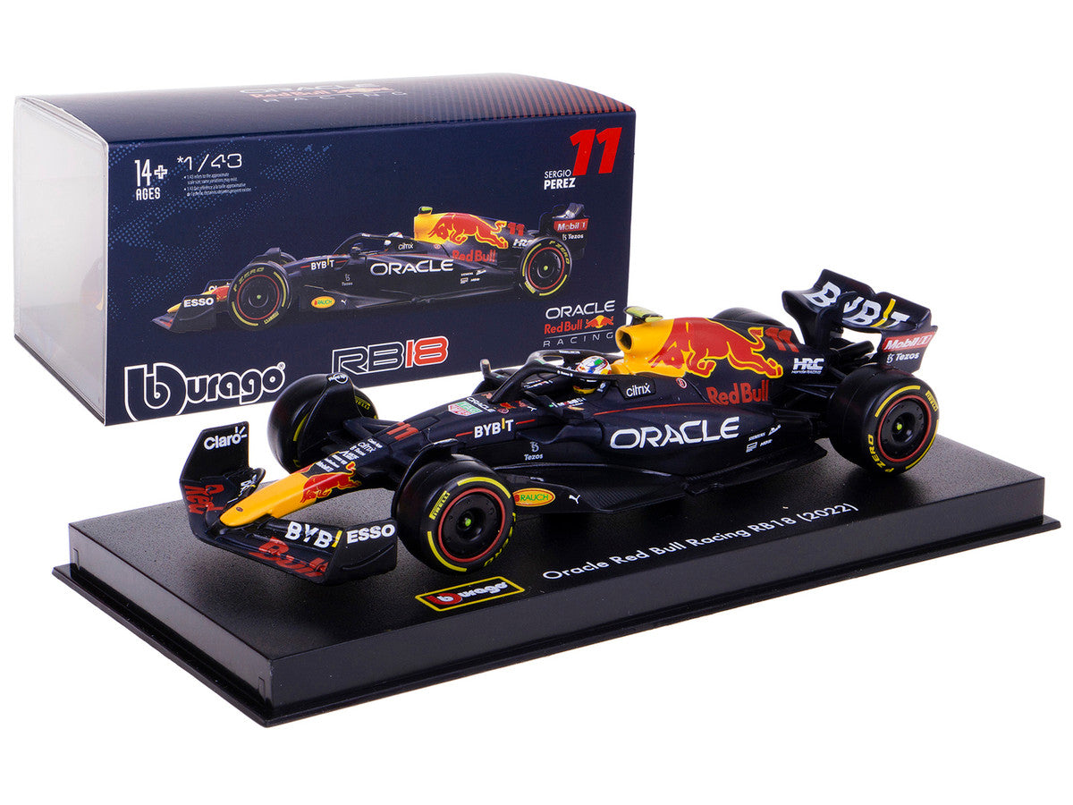 Red Bull Racing RB18 #11 Sergio Perez "Formula One F1 World Championship" (2022) with Display Case 1/43 Diecast Model Car by Bburago