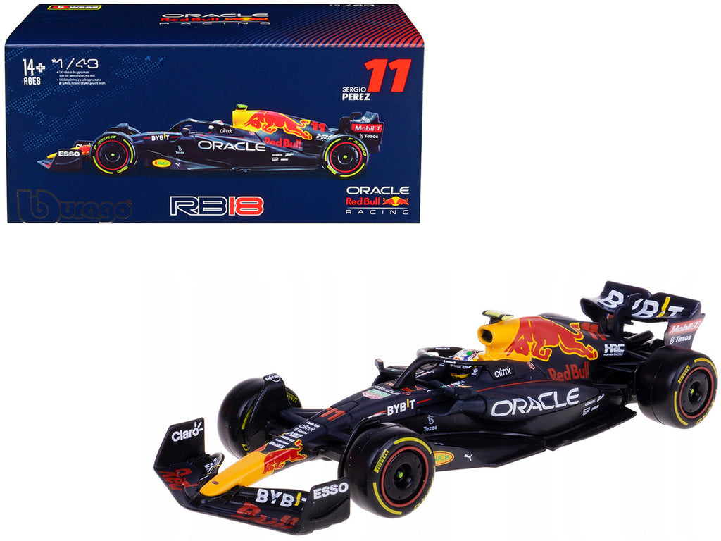 Red Bull Racing RB18 #11 Sergio Perez "Formula One F1 World Championship" (2022) with Display Case 1/43 Diecast Model Car by Bburago