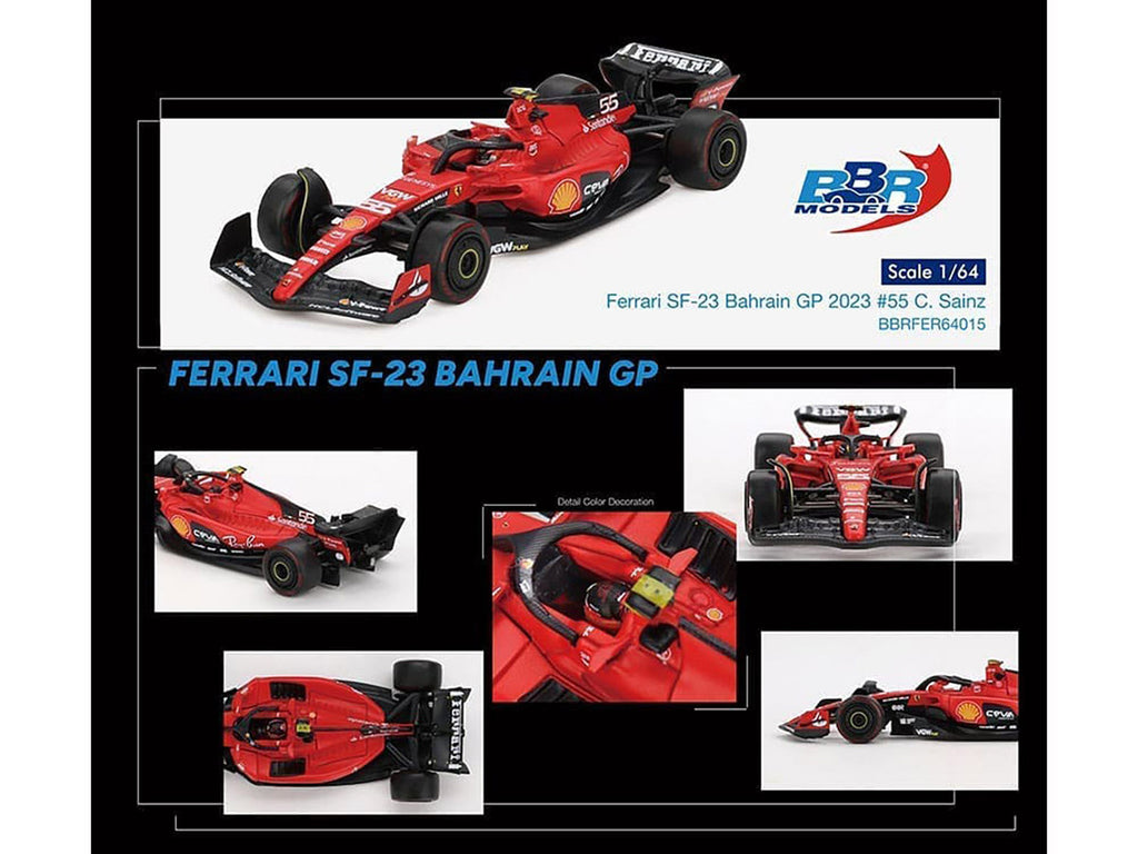 Ferrari SF-23 #55 Carlos Sainz Formula One F1 "Bahrain GP" (2023) 1/64 Diecast Model Car by BBR
