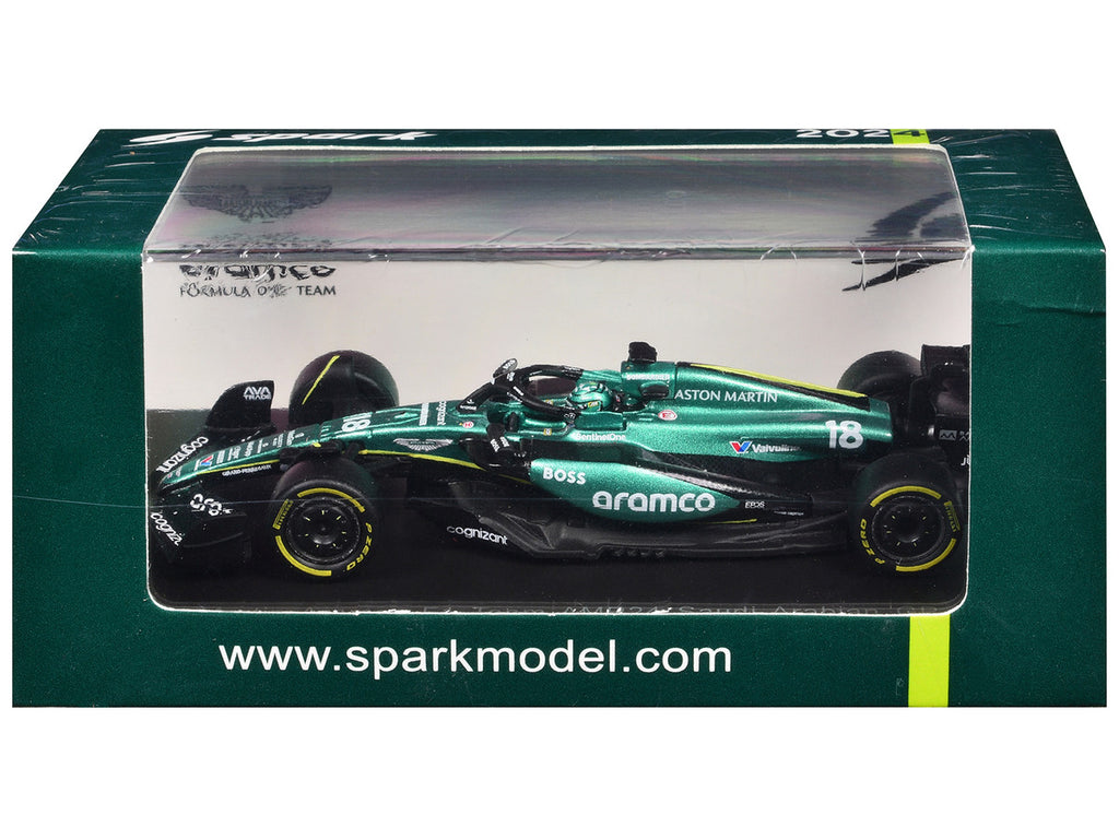 Aston Martin AMR24 #18 Lance Stroll Formula One F1 "Saudi Arabian GP" (2024) 1/64 Diecast Model Car by Spark